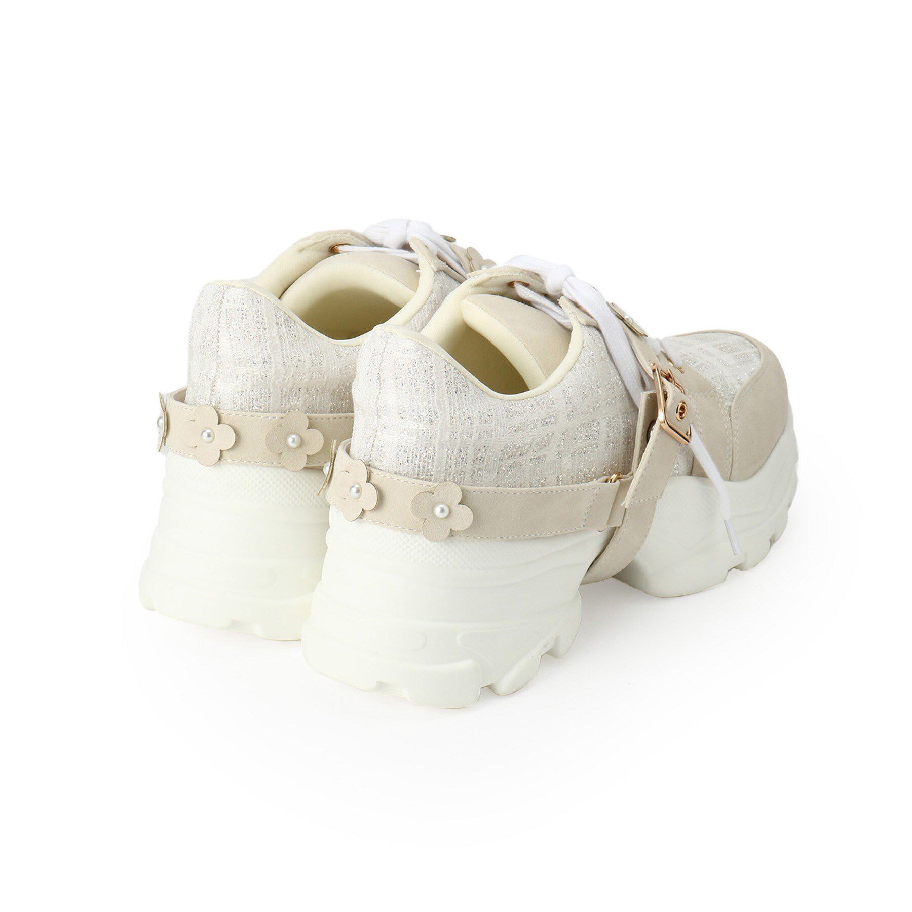 ESPERANZA「ツイード風フラワーベルト厚底スニーカー」|スニーカー|