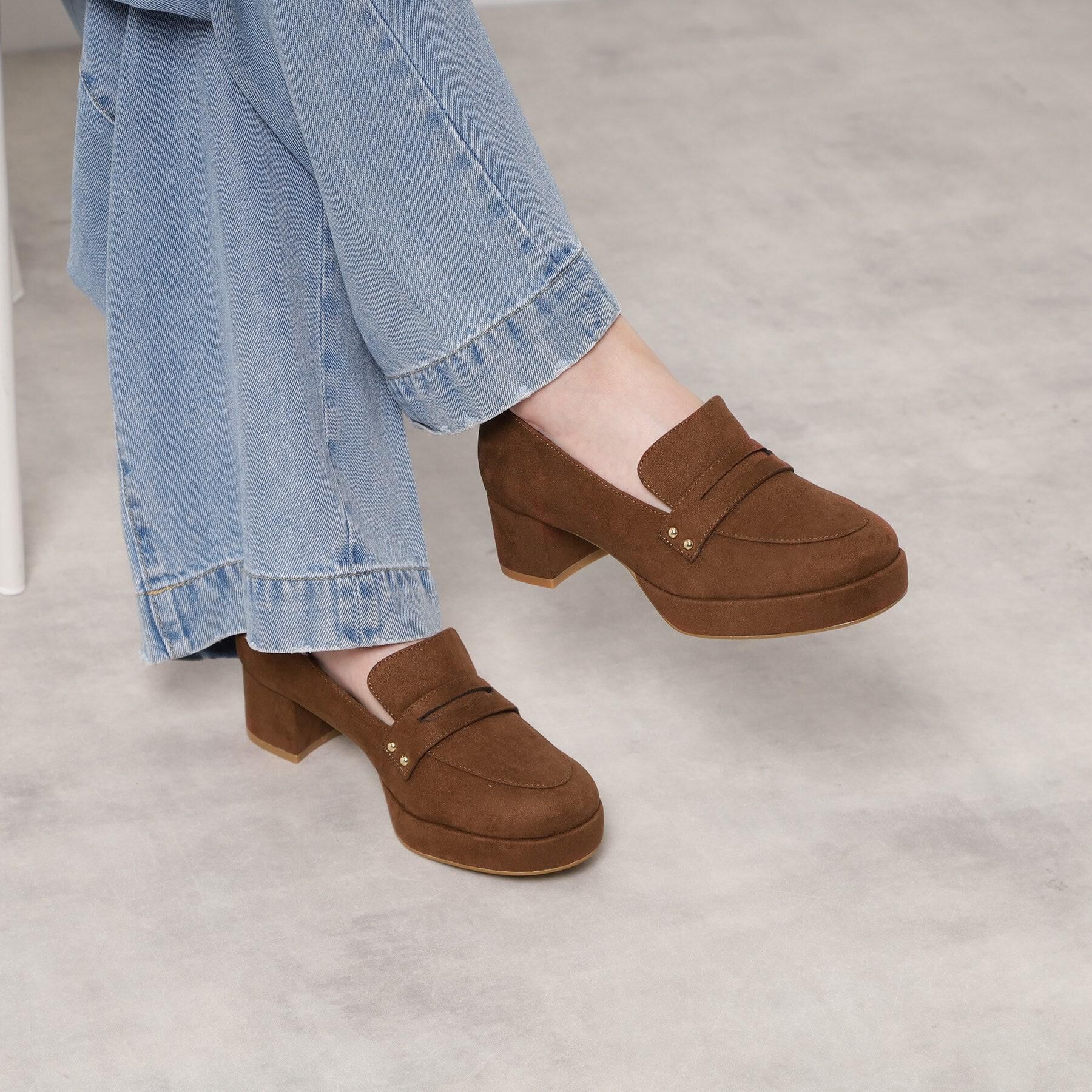 ESPERANZA「ヒールアップローファー」|パンプス|モカブラウン(142