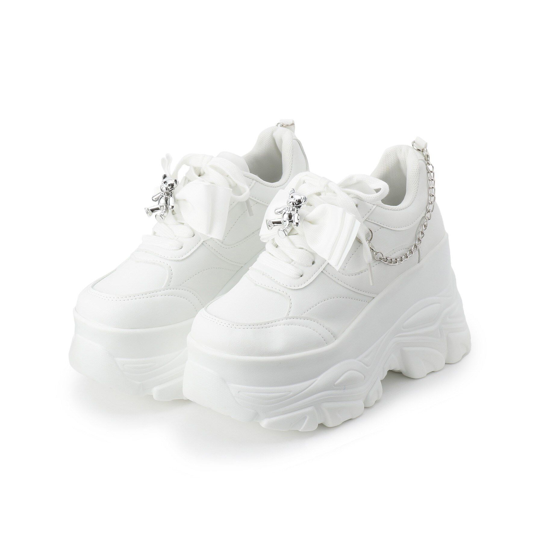 csT&P「クマ&times;チェ―ン付き厚底インヒールスニーカー」|スニーカー|