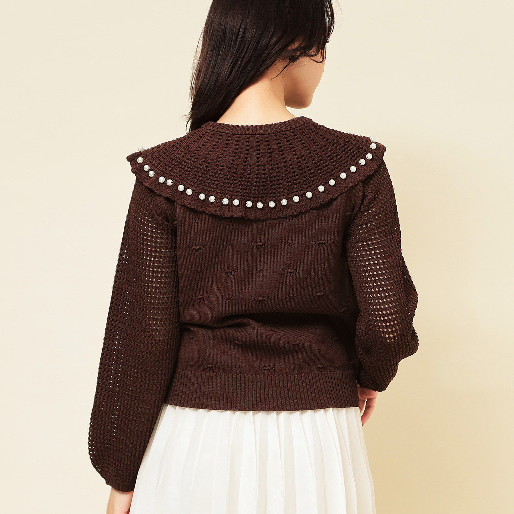 SunaUna「【COLLECTION LINE】透かしパール調ニット」|ニット・セーター|