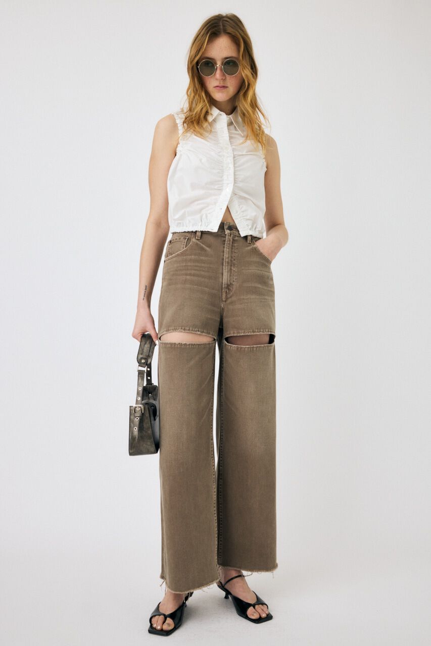 MOUSSY「GATHER SLEEVELESS シャツ」|シャツ・ブラウス|