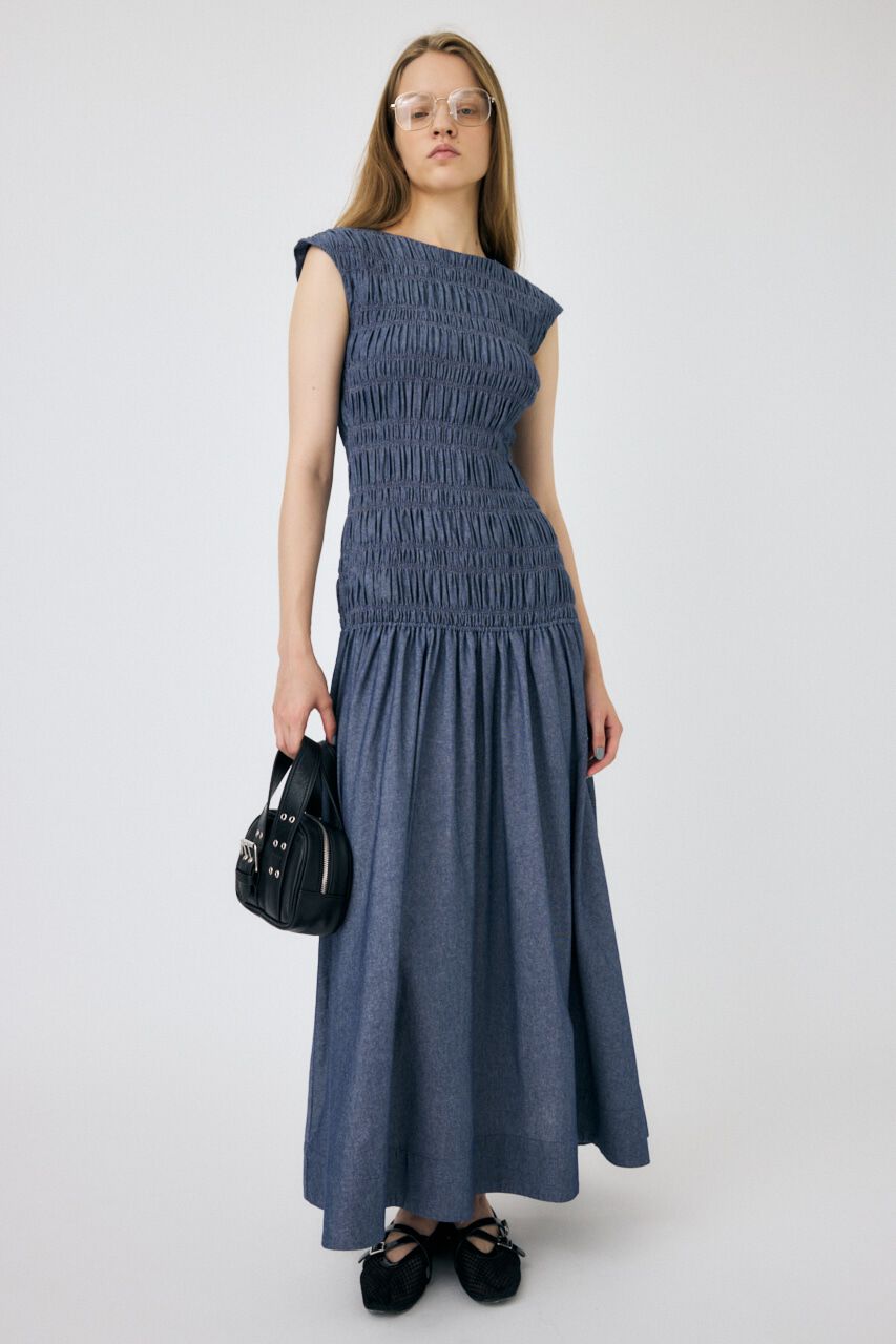 MOUSSY「SHIRRING GATHER SUMMER ドレス」|ワンピース|