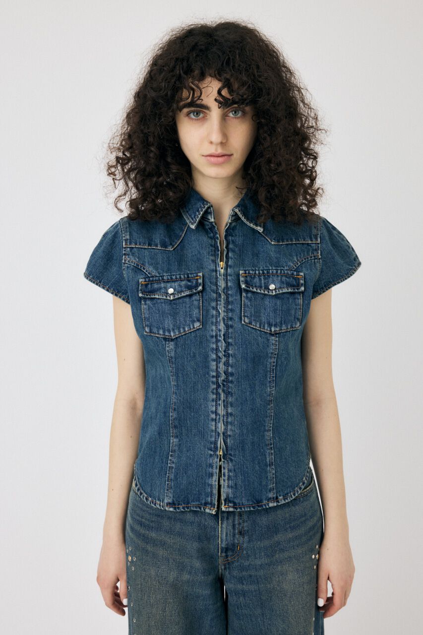 MOUSSY「CAP SLEEVE デニムシャツ」|シャツ・ブラウス|
