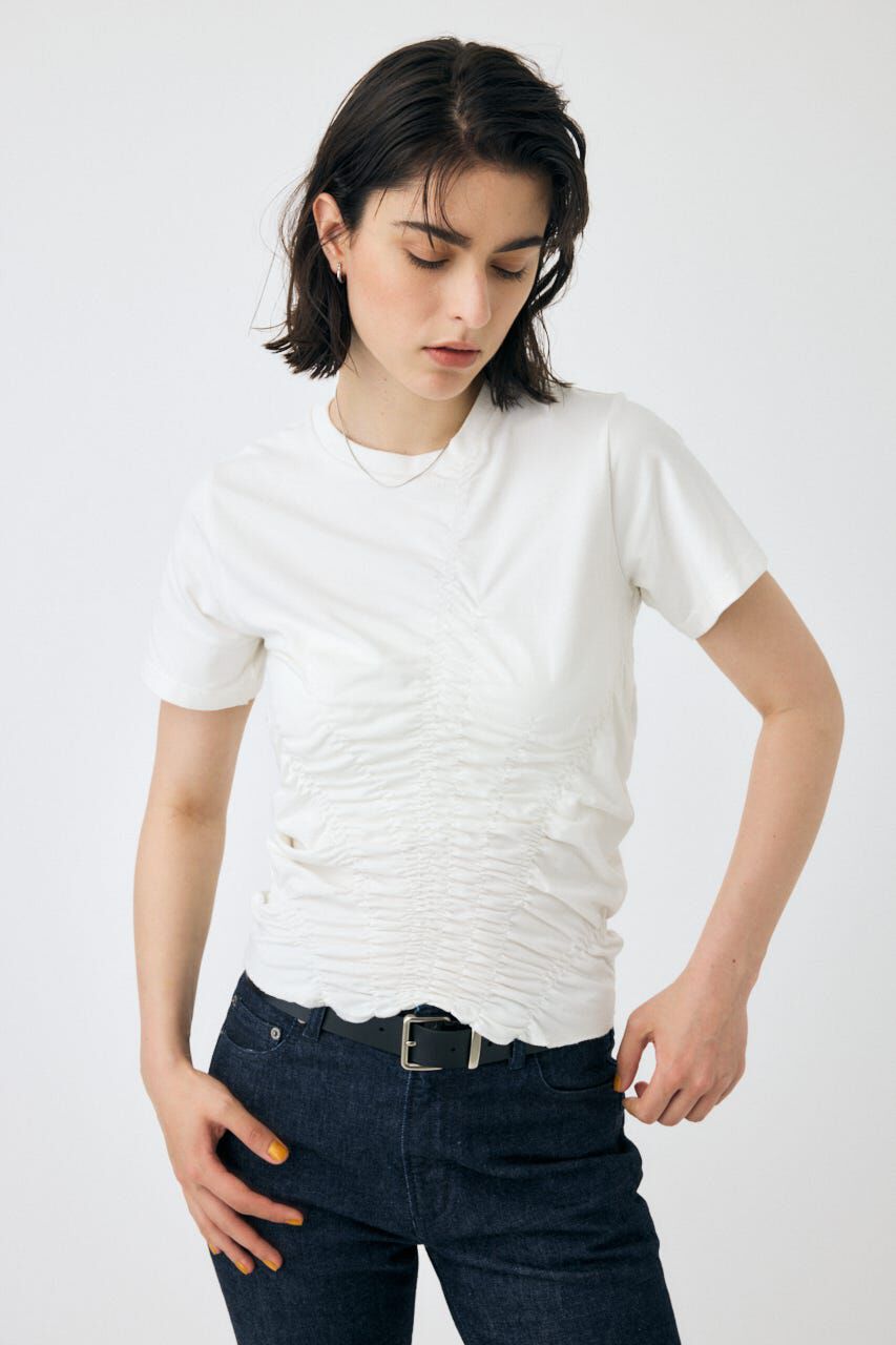 MOUSSY「GATHER CUT トップス」|Tシャツ・カットソー|WHT