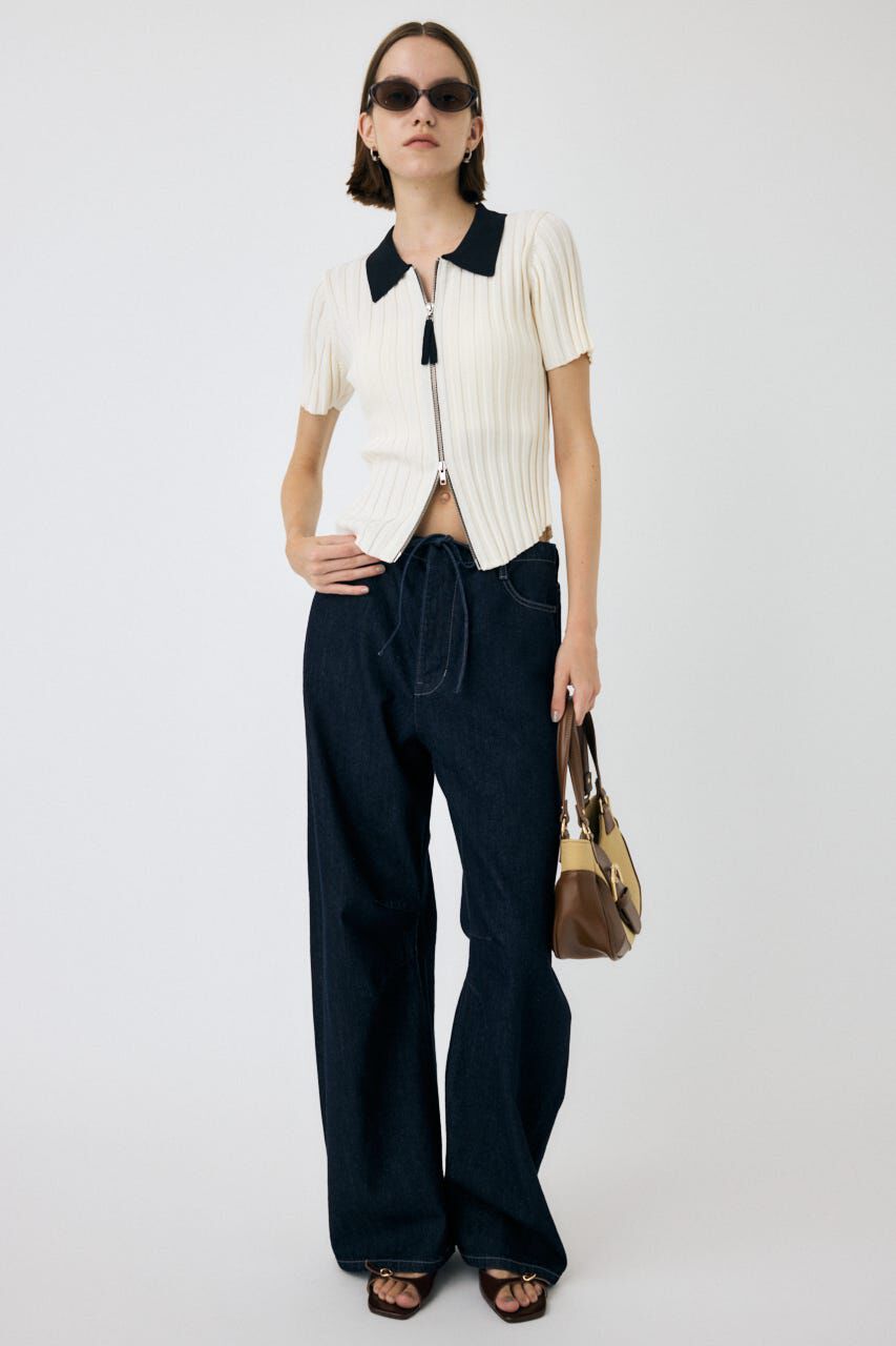 MOUSSY「ZIP UP RIB KNIT H/S シャツ」|シャツ・ブラウス|