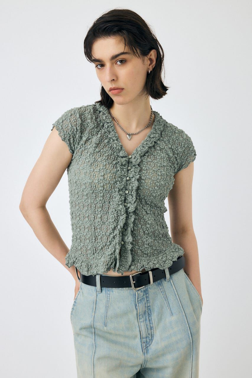 MOUSSY「RUFFLE LACE ノースリーブトップス」|Tシャツ・カットソー|L/KHA1