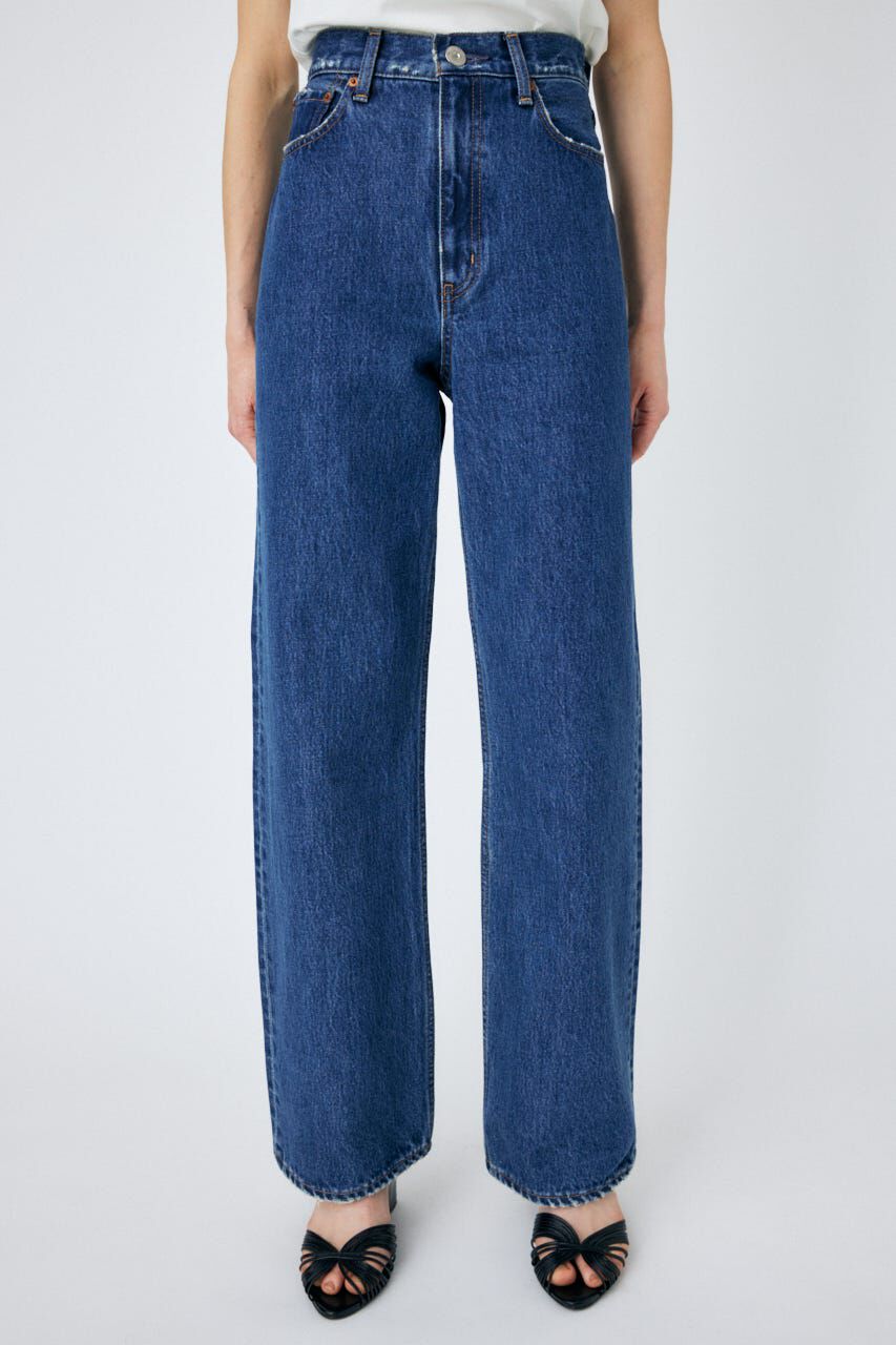MOUSSY「HIGH WAIST STRAIGHT」|デニム|BLU