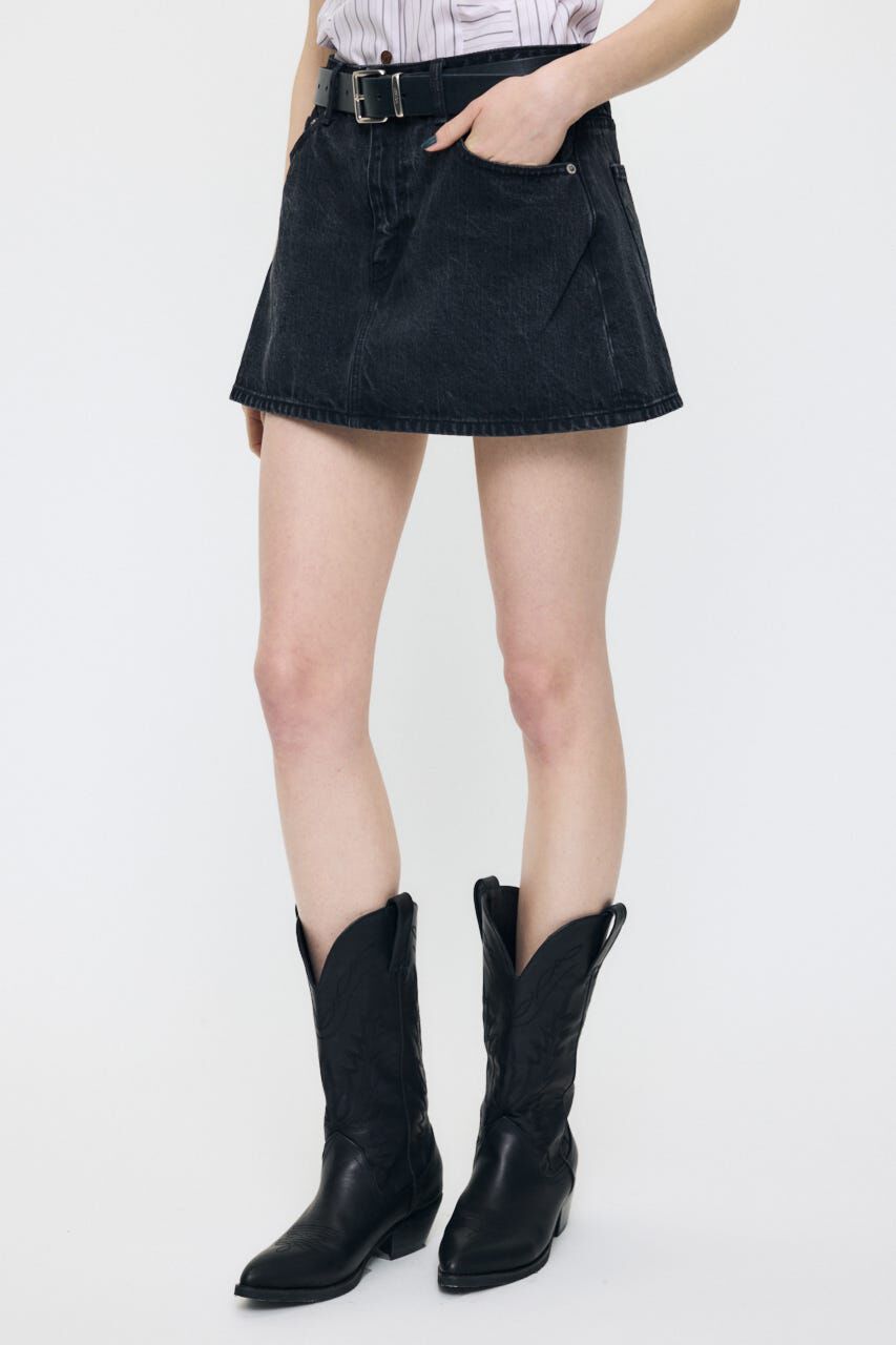 MOUSSY「LOW SLUNG MINI スコート」|デニム|