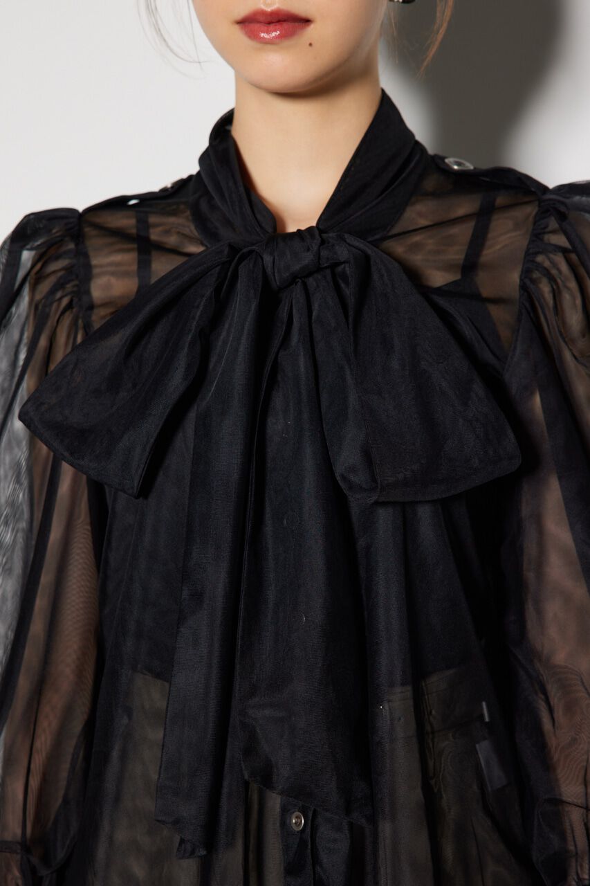 rienda「チュールボウタイネックトップス」|シャツ・ブラウス|