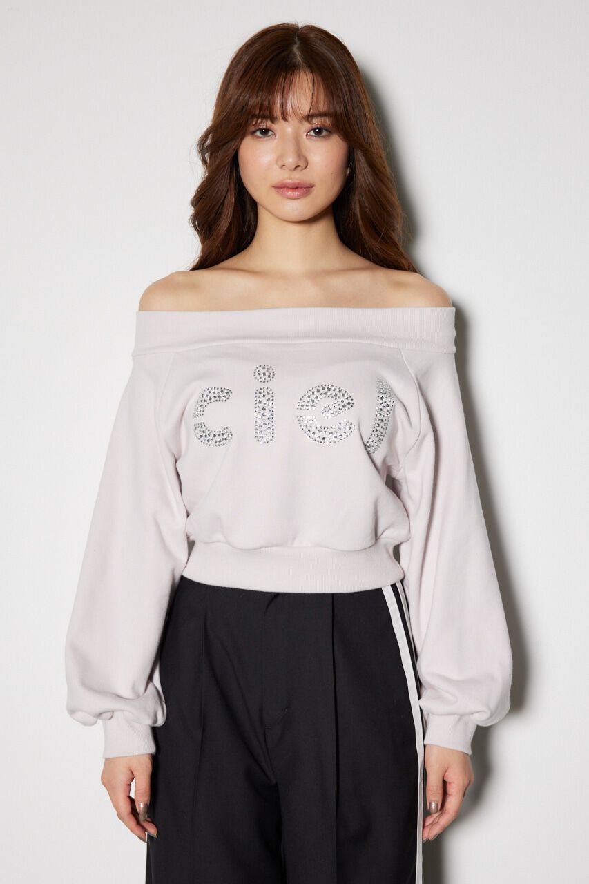 rienda「オフショルBIGロゴスウェットトップス」|Tシャツ・カットソー|