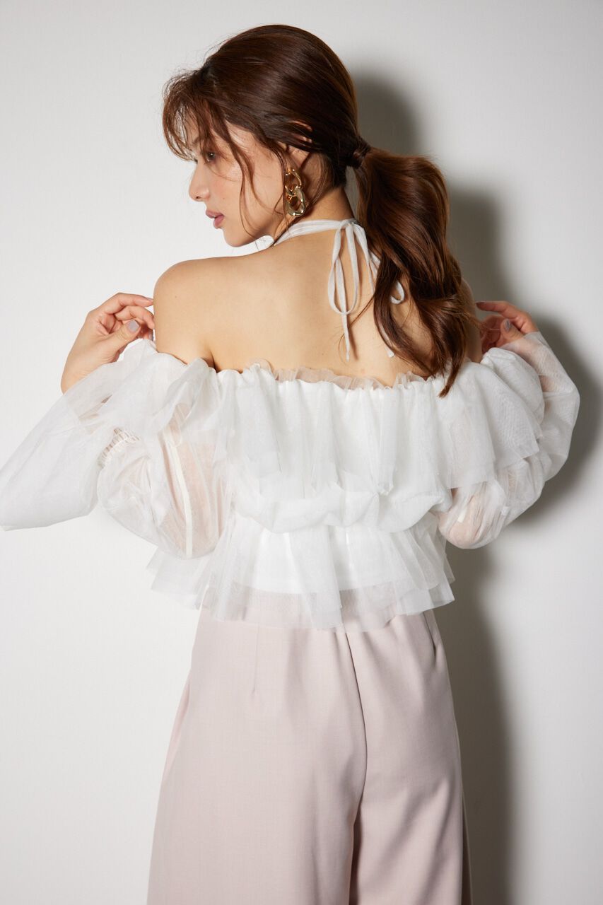 rienda「2WAYギャザーオフショルチュールブラウス」|シャツ・ブラウス|