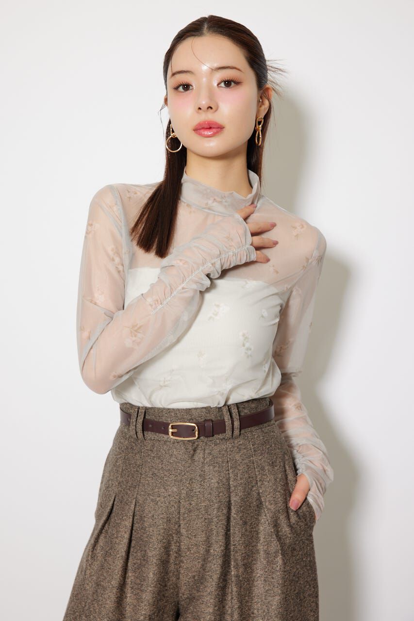 rienda「2WAYスリーブギャザーシアートップス」|Tシャツ・カットソー|