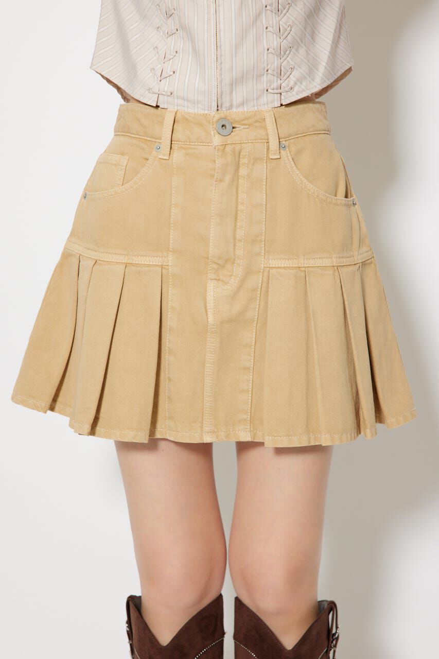 rienda「プリーツデニムスコートショートパンツ」|デニム|