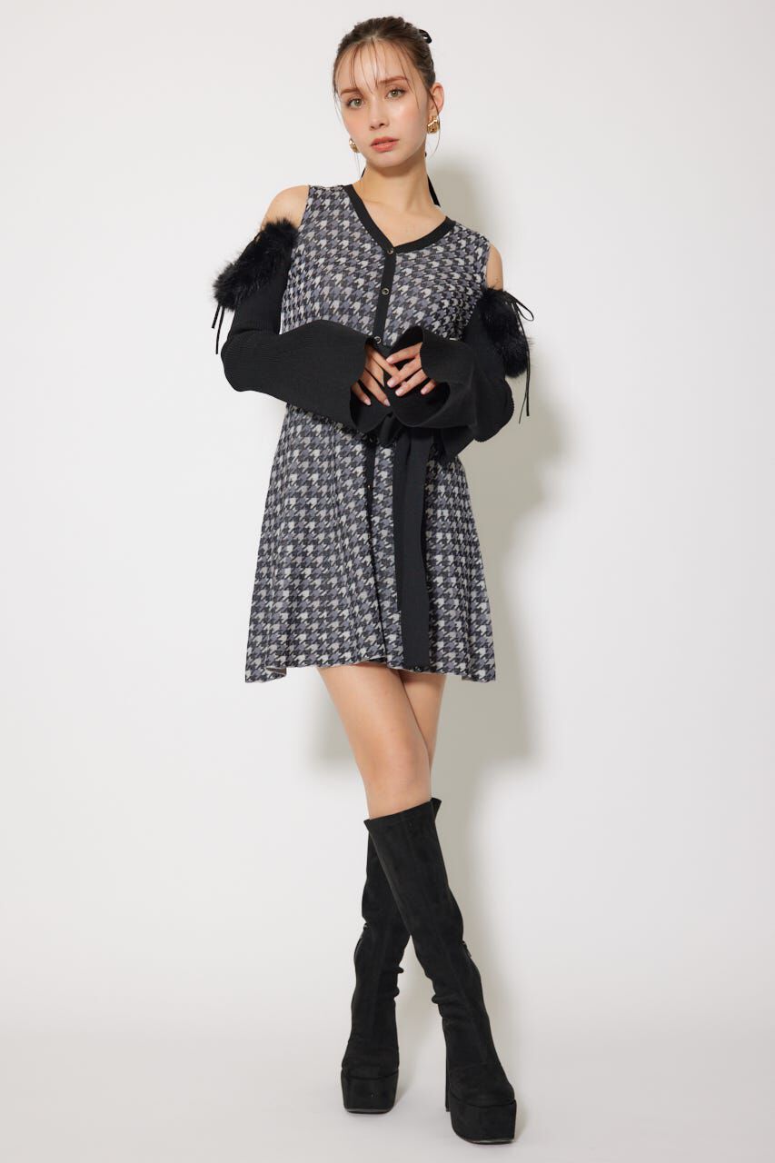 rienda「many wayフェイクファージャガードミニニットワンピース」|ワンピース|