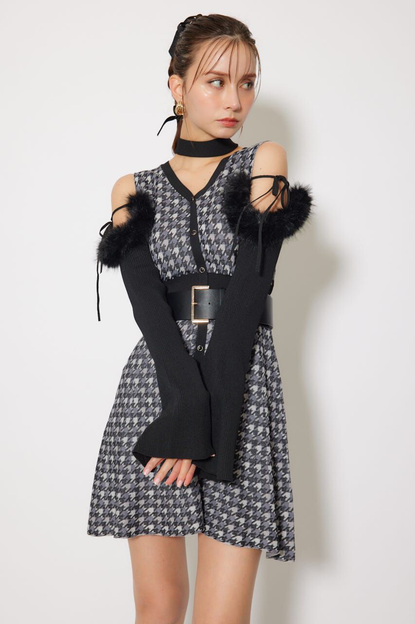 rienda「many wayフェイクファージャガードミニニットワンピース」|ワンピース|