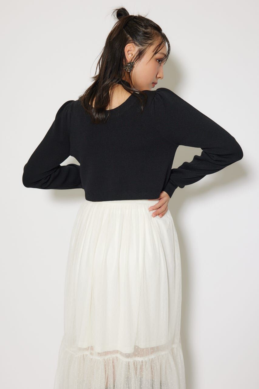 rienda「ニットカーディガンセットドットチュールフレアワンピース」|ワンピース|