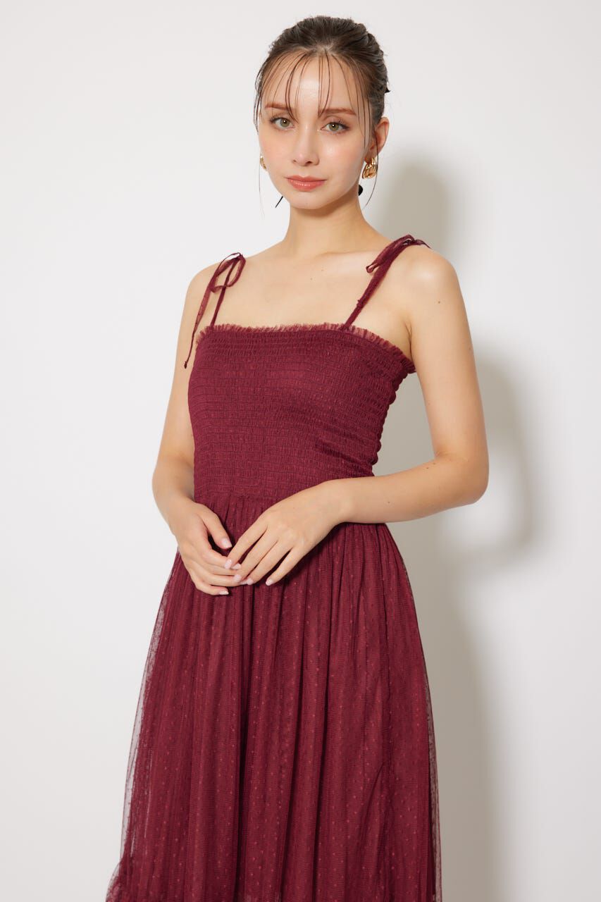 rienda「ニットカーディガンセットドットチュールフレアワンピース」|ワンピース|