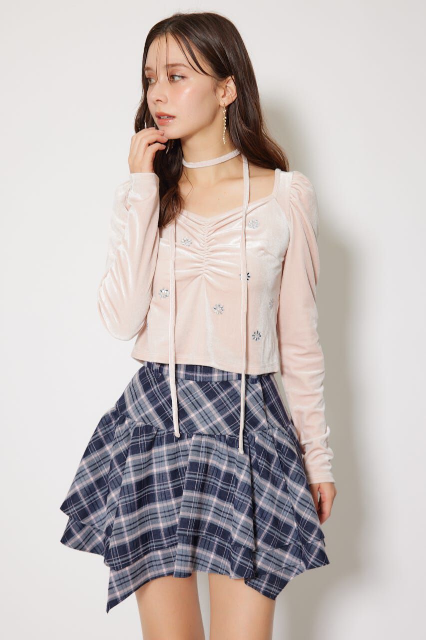 rienda「2WAYアシンメトリーチェックジャストウエストスカート」|スカート|