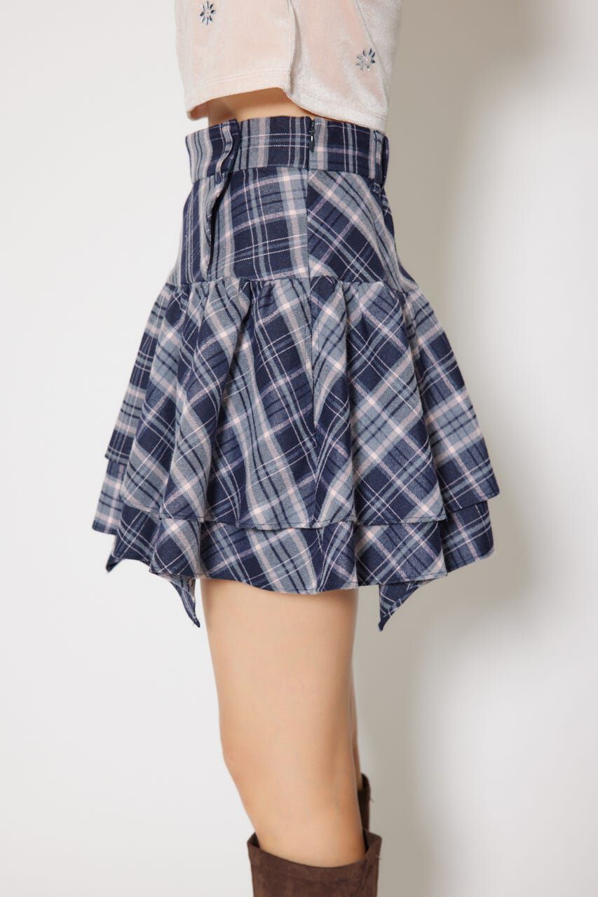 rienda「2WAYアシンメトリーチェックジャストウエストスカート」|スカート|