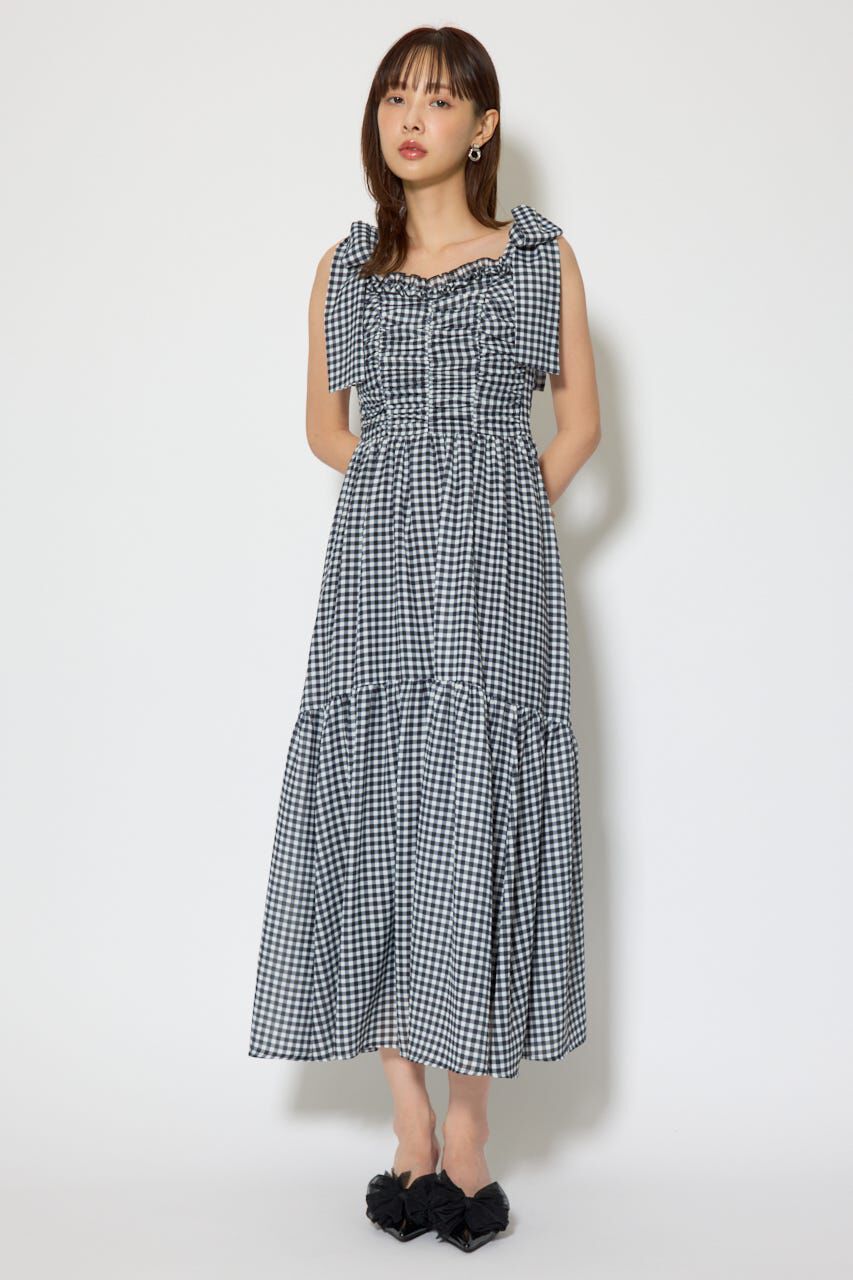 rienda「リボンディティールティアードキャミワンピース」|ワンピース|BLK