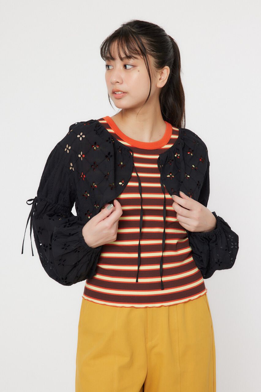 RODEO CROWNS「カットワークレースボレロ 2」|シャツ・ブラウス|BLK