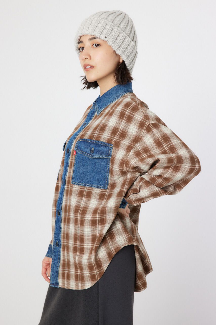 RODEO CROWNS「デニムドッキングチェックシャツ」|シャツ・ブラウス|