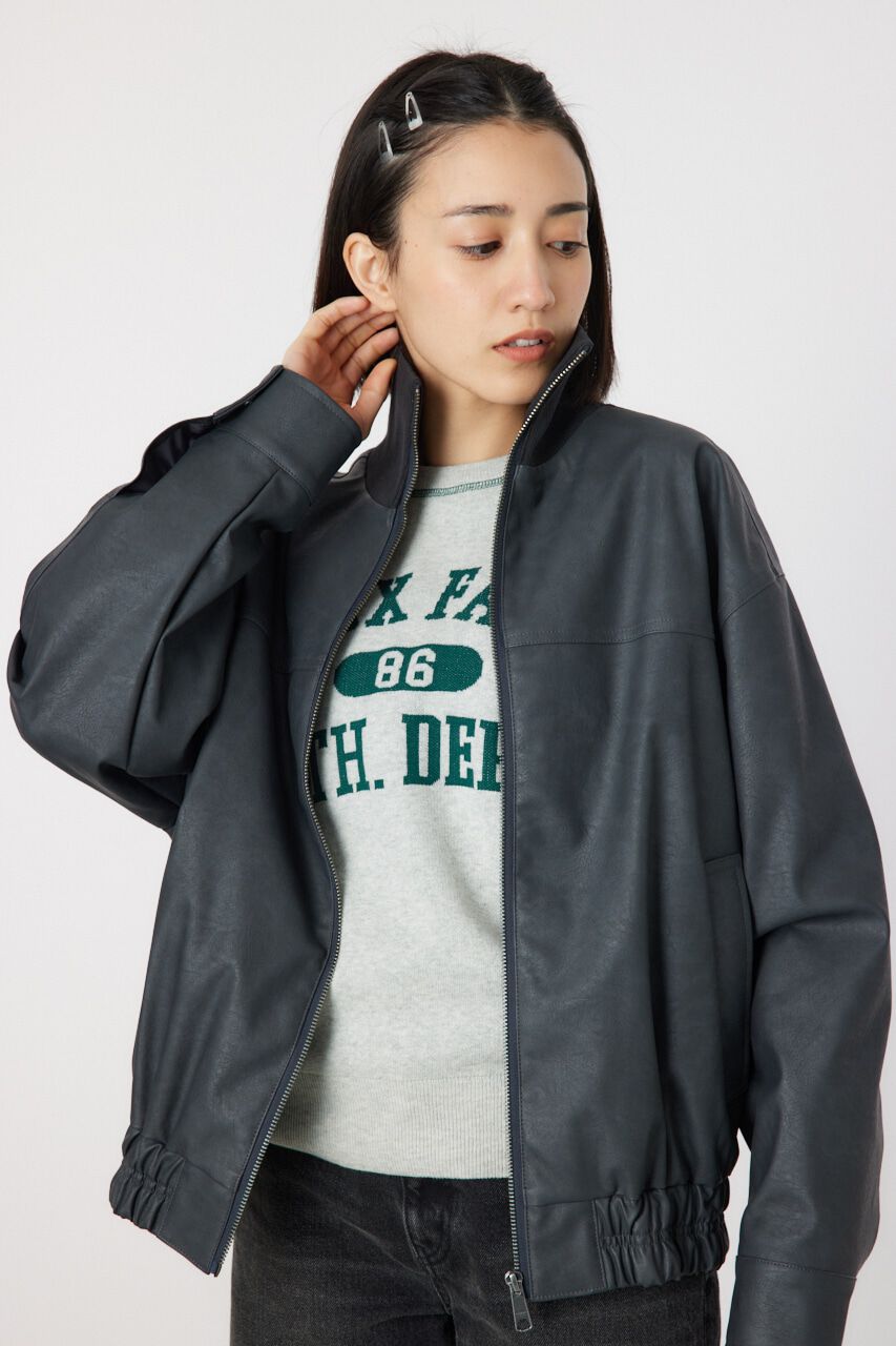 RODEO CROWNS「ヴィンテージFレザーハイネックリブブルゾン」|ブルゾン・スタジャン|