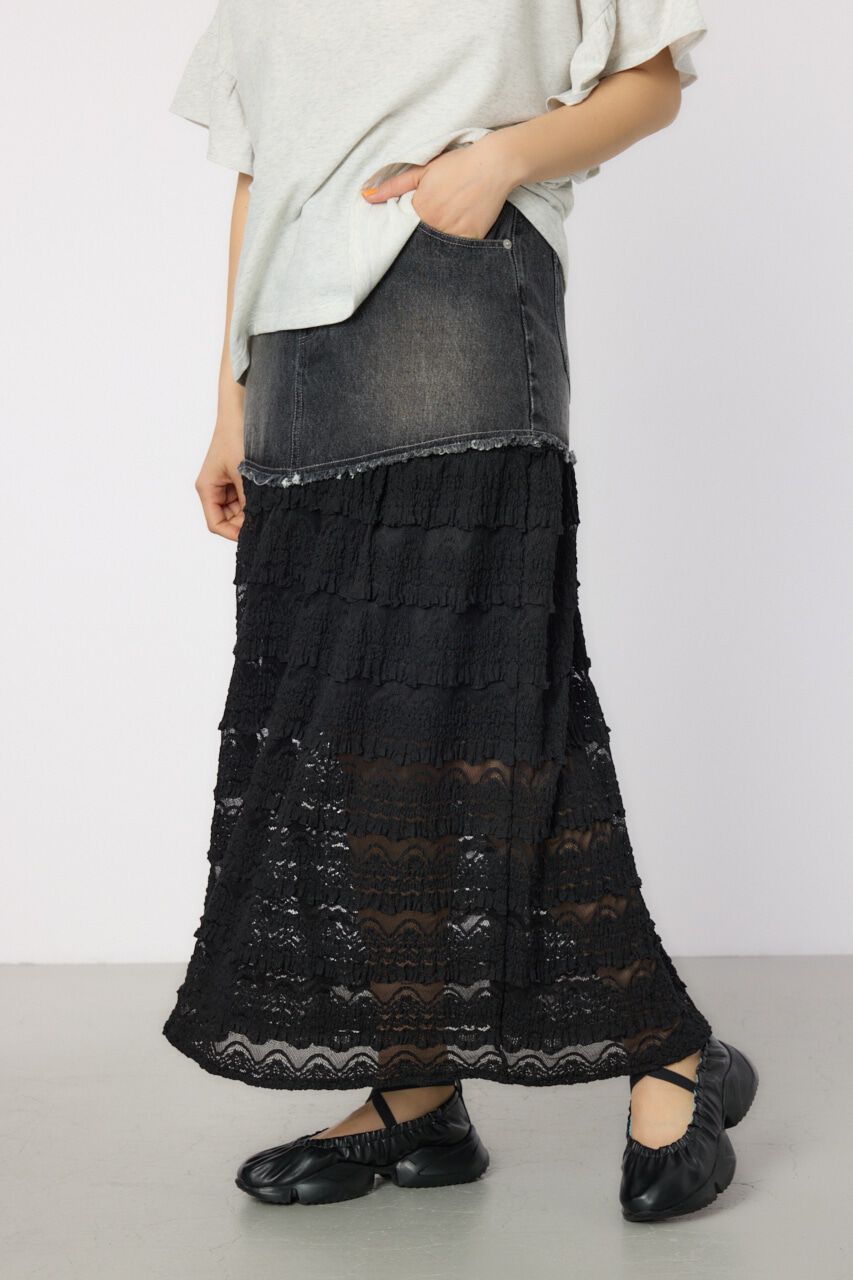 RODEO CROWNS「デニム&times;レーススカート」|スカート|