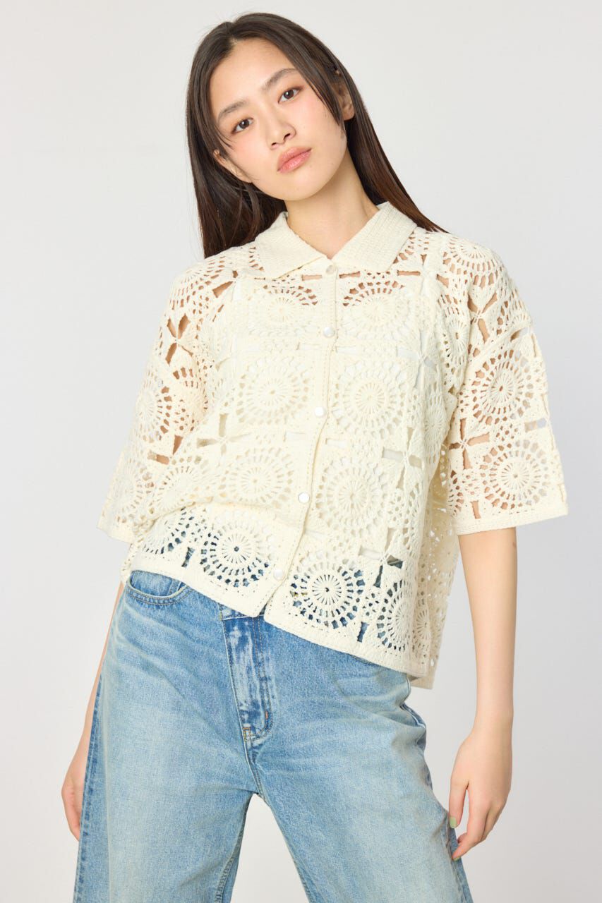 RODEO CROWNS「クロシェカーディガン」|シャツ・ブラウス|O/WHT1