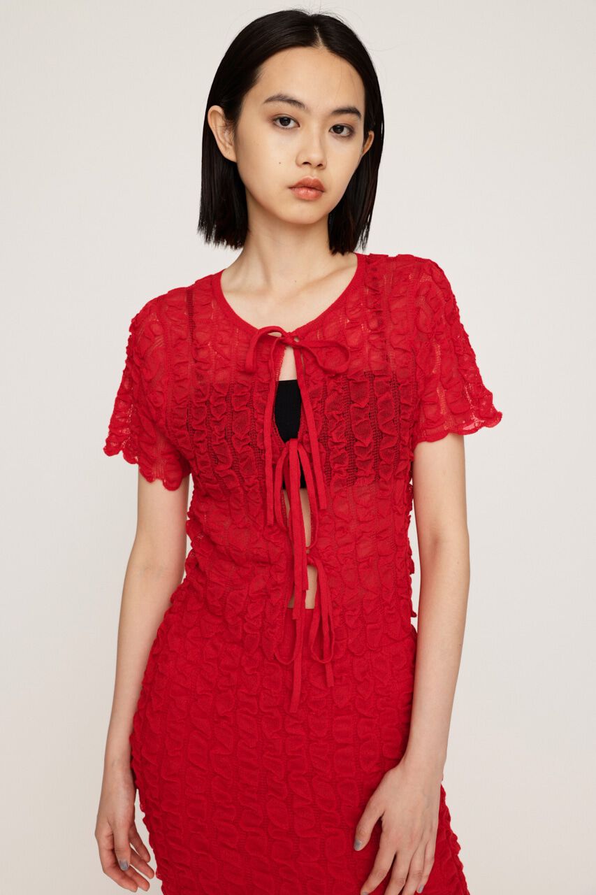 SLY「SHEER 2WAY トップス」|ニット・セーター|RED