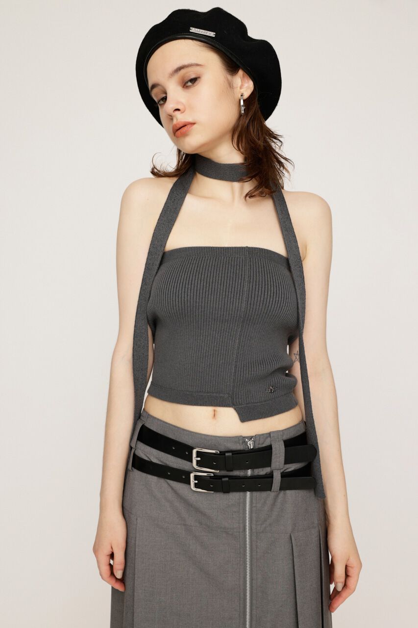 SLY「TIE SET BARE KNIT トップス」|チューブトップ|