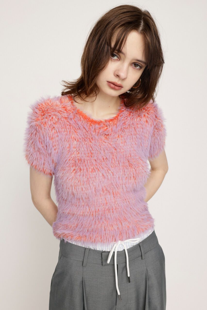 SLY「MIX SHAGGY TINY Tシャツ」|ニット・セーター|