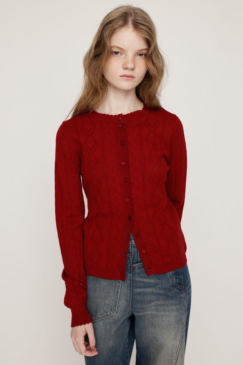 SLY「HEART CROCHET KNIT トップス」|ニット・セーター|RED
