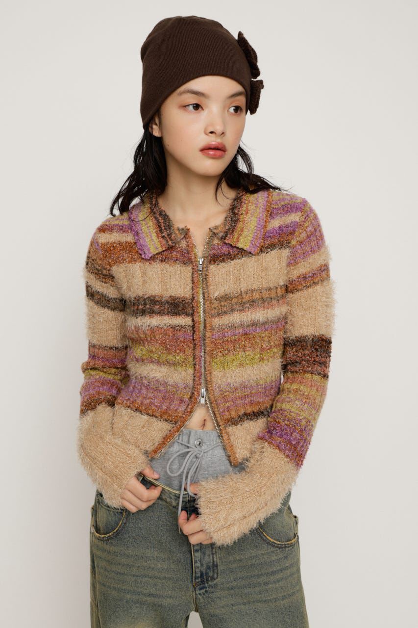 SLY「SHAGGY MIX FRONT ZIP トップス」|ニット・セーター|