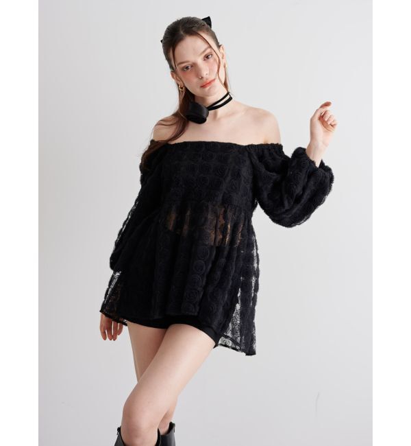 CALNAMUR「3D ROSE TULLE BL/3Dローズチュールブラウス」|シャツ・ブラウス|