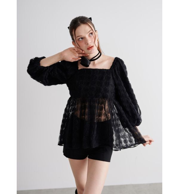 CALNAMUR「3D ROSE TULLE BL/3Dローズチュールブラウス」|シャツ・ブラウス|