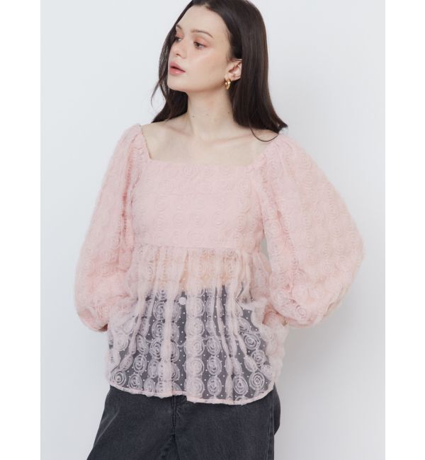 CALNAMUR「3D ROSE TULLE BL/3Dローズチュールブラウス」|シャツ・ブラウス|