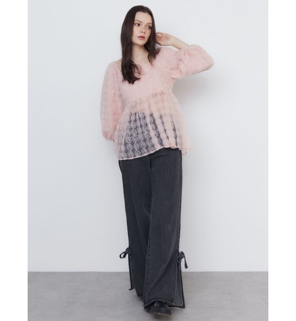 CALNAMUR「3D ROSE TULLE BL/3Dローズチュールブラウス」|シャツ・ブラウス|