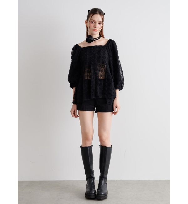 CALNAMUR「3D ROSE TULLE BL/3Dローズチュールブラウス」|シャツ・ブラウス|