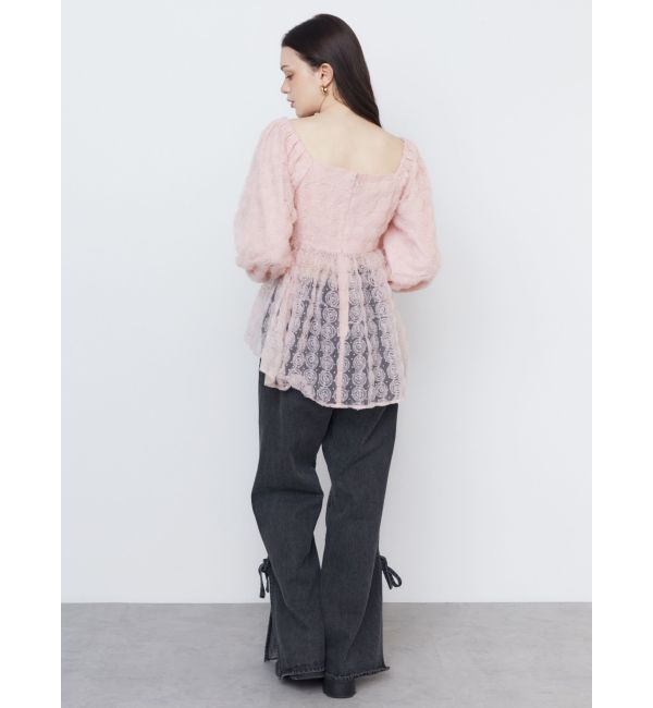 CALNAMUR「3D ROSE TULLE BL/3Dローズチュールブラウス」|シャツ・ブラウス|