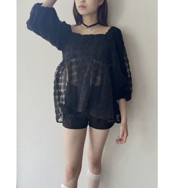 CALNAMUR「3D ROSE TULLE BL/3Dローズチュールブラウス」|シャツ・ブラウス|