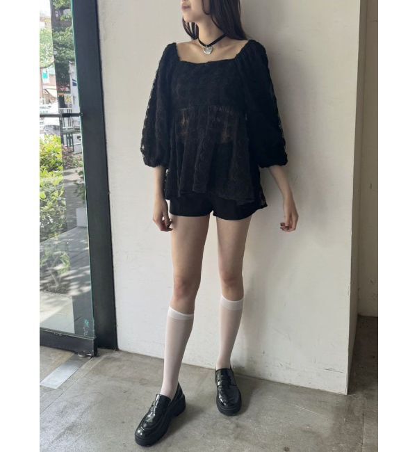 CALNAMUR「3D ROSE TULLE BL/3Dローズチュールブラウス」|シャツ・ブラウス|