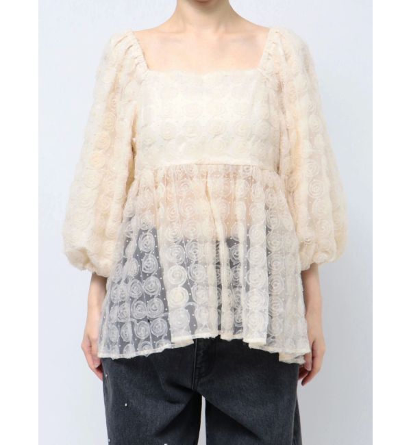 CALNAMUR「3D ROSE TULLE BL/3Dローズチュールブラウス」|シャツ・ブラウス|