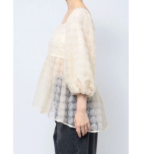 CALNAMUR「3D ROSE TULLE BL/3Dローズチュールブラウス」|シャツ・ブラウス|