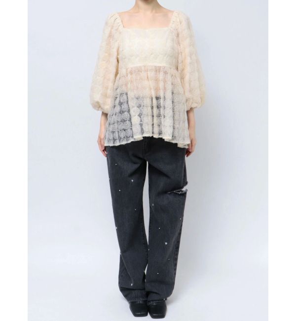 CALNAMUR「3D ROSE TULLE BL/3Dローズチュールブラウス」|シャツ・ブラウス|