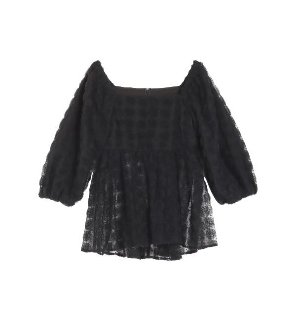 CALNAMUR「3D ROSE TULLE BL/3Dローズチュールブラウス」|シャツ・ブラウス|ブラック