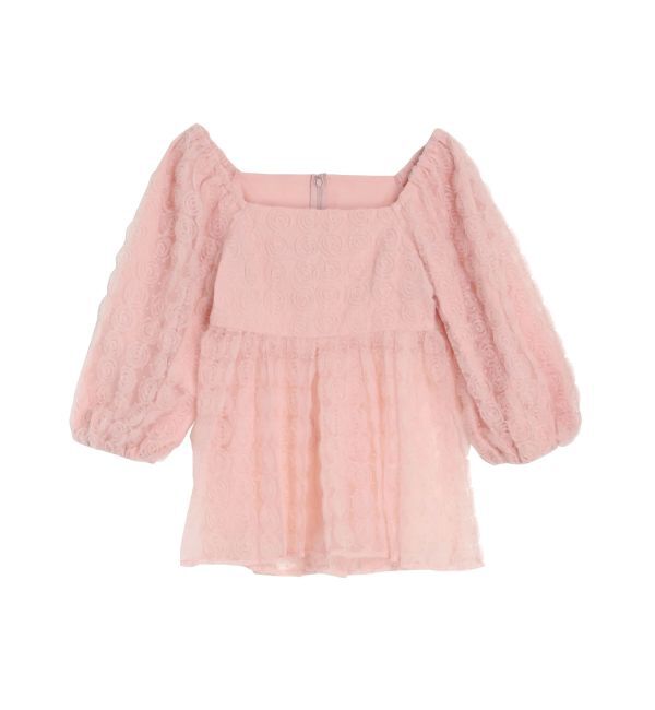 CALNAMUR「3D ROSE TULLE BL/3Dローズチュールブラウス」|シャツ・ブラウス|ピンク