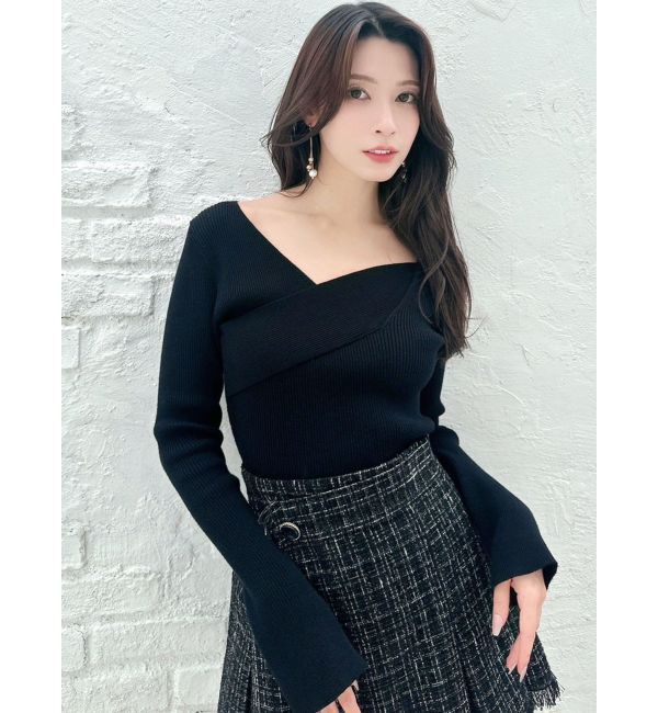 RESEXXY「アシンメトリーリブニットトップス」|ニット・セーター|