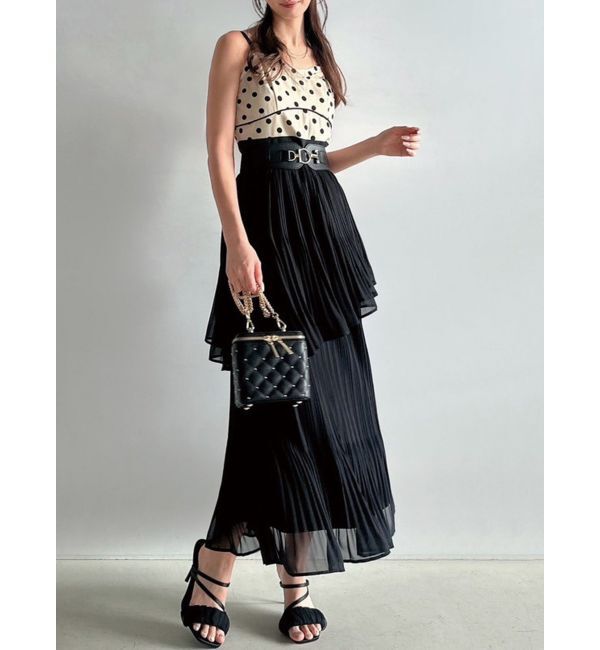 RESEXXY「シフォンプリーツキャミワンピース」|ワンピース|ベージュ