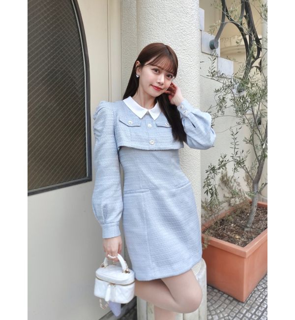 dazzlin「ツイードドッキングミニワンピース」|ワンピース|ブルー